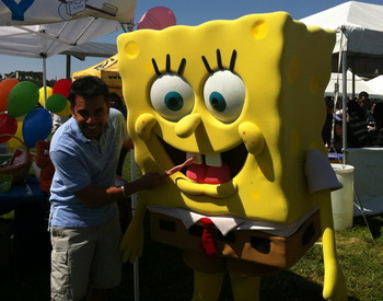 Pediatric dentist Dr. Rinku Saini with Sponge Bob